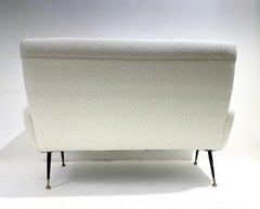 Mid-Century Modern Italian Sofa, White Fabric, 1950s