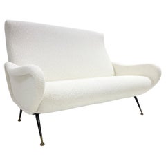 Mid-Century Modern Italian Sofa, White Fabric, 1950s