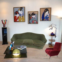 Mid-Century Modern Italian Sofa with Brass Feet by Gio Ponti for ISA, 1950s