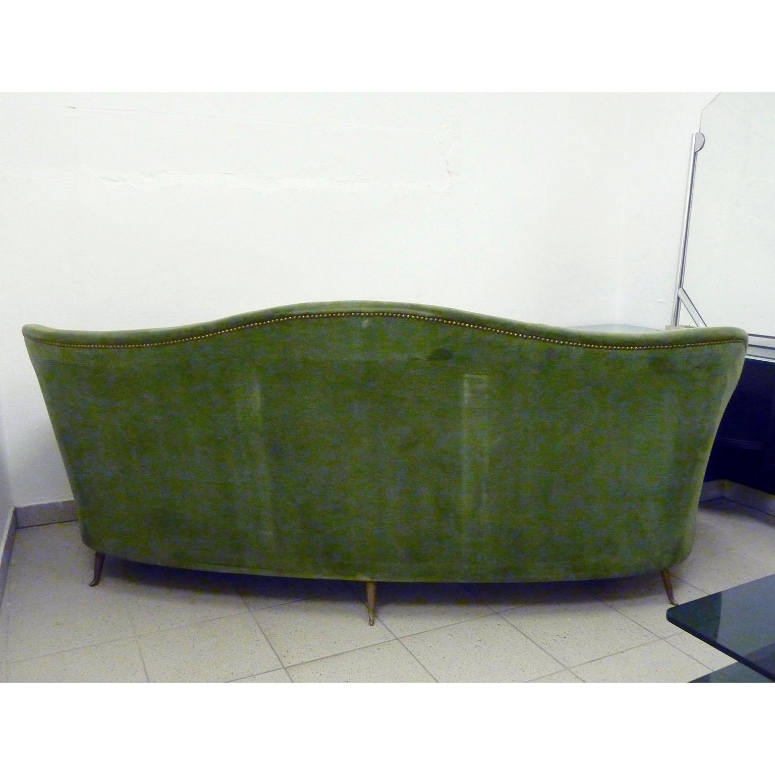 Mid-Century Modern Italian Sofa with Brass Feet by Gio Ponti for ISA, 1950s 1