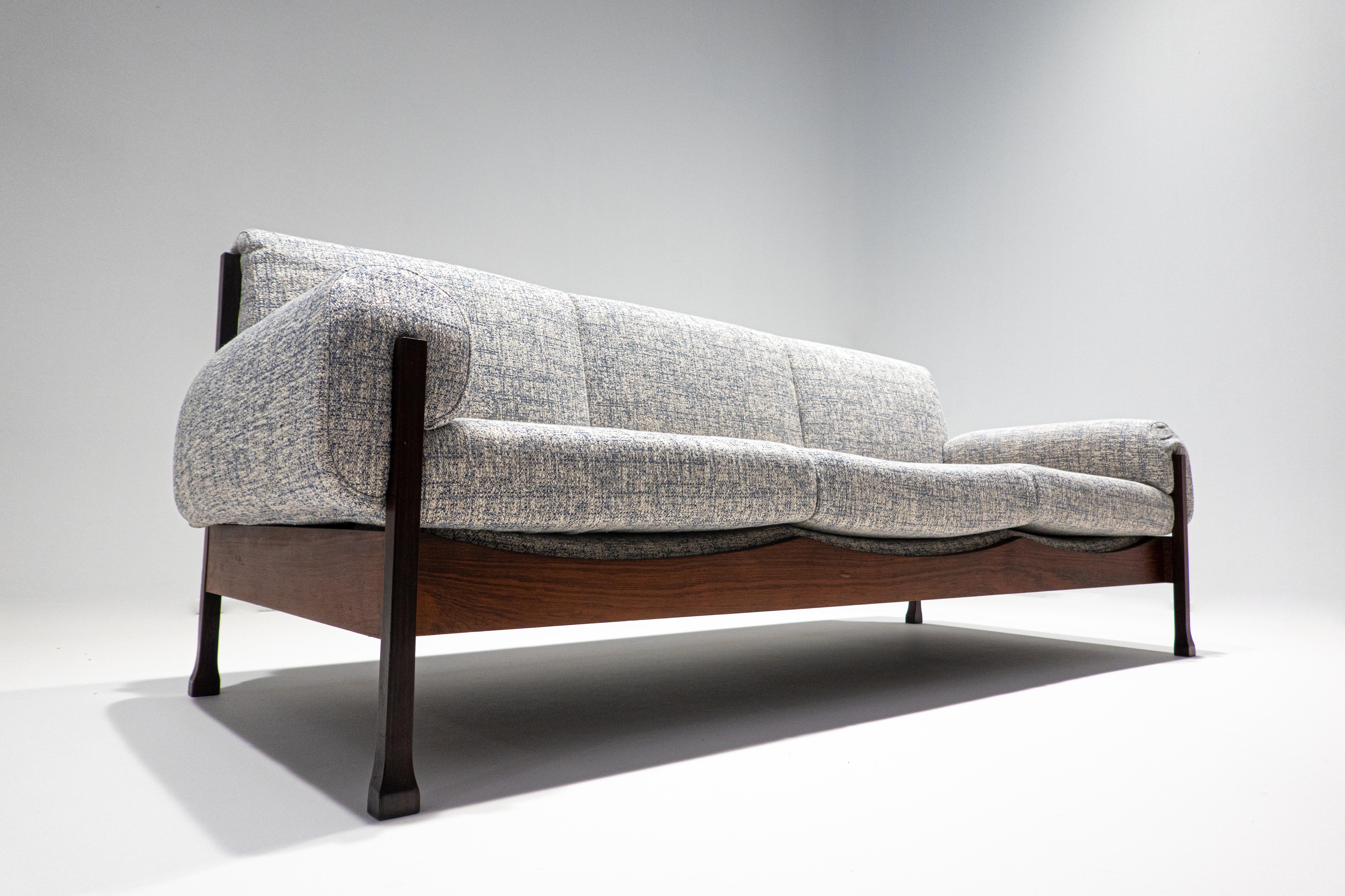 Mid-20th Century Mid-Century Modern Italian Sofa, Wood and Fabric, 1960s