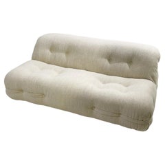 Retro Mid-Century Modern Italian Sofa, Wood and Fabric, 1960s - New Upholstery