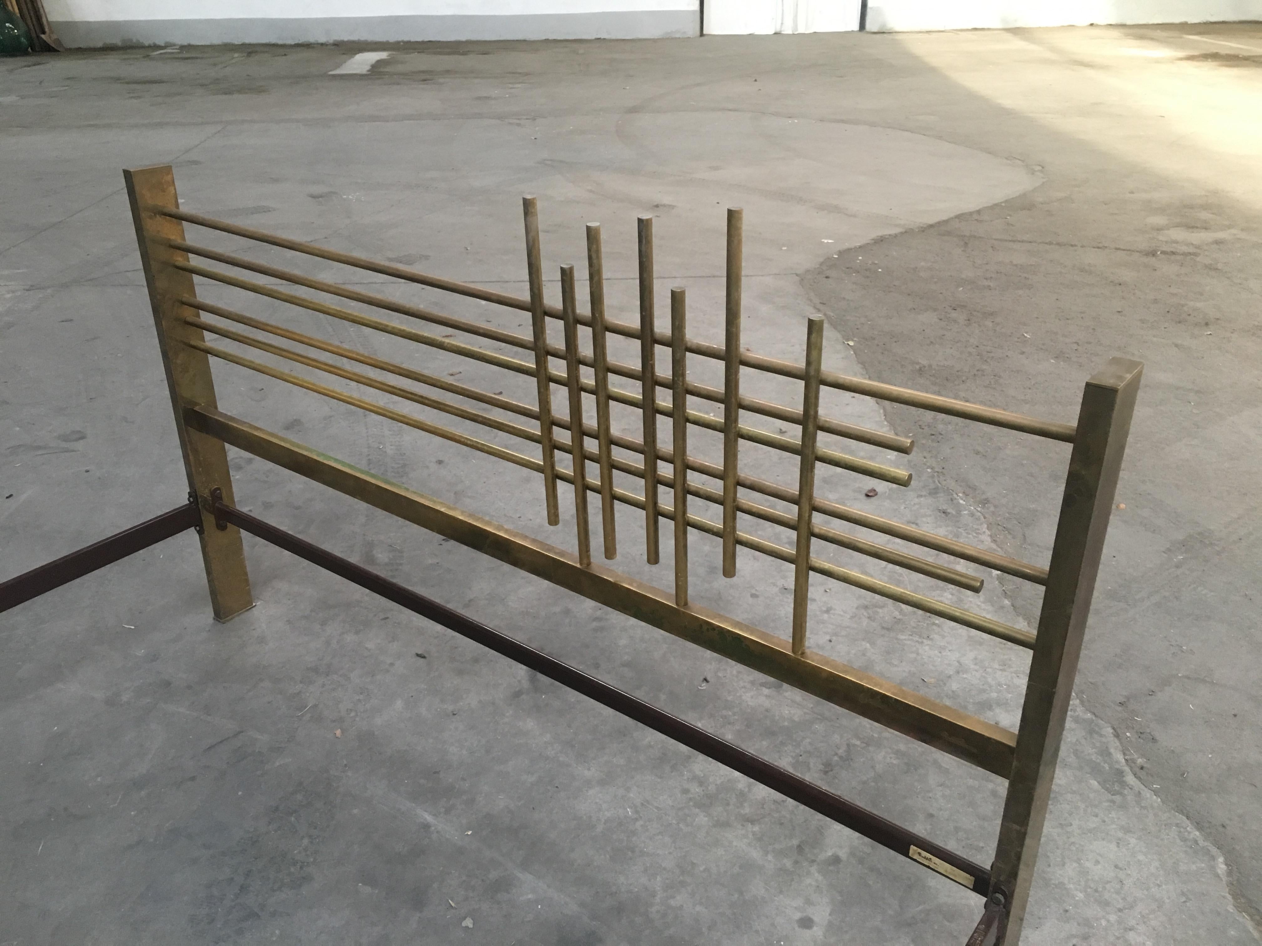 Mid-Century Modern Italian Solid Brass Double Bed by Pulli, 1960s 7