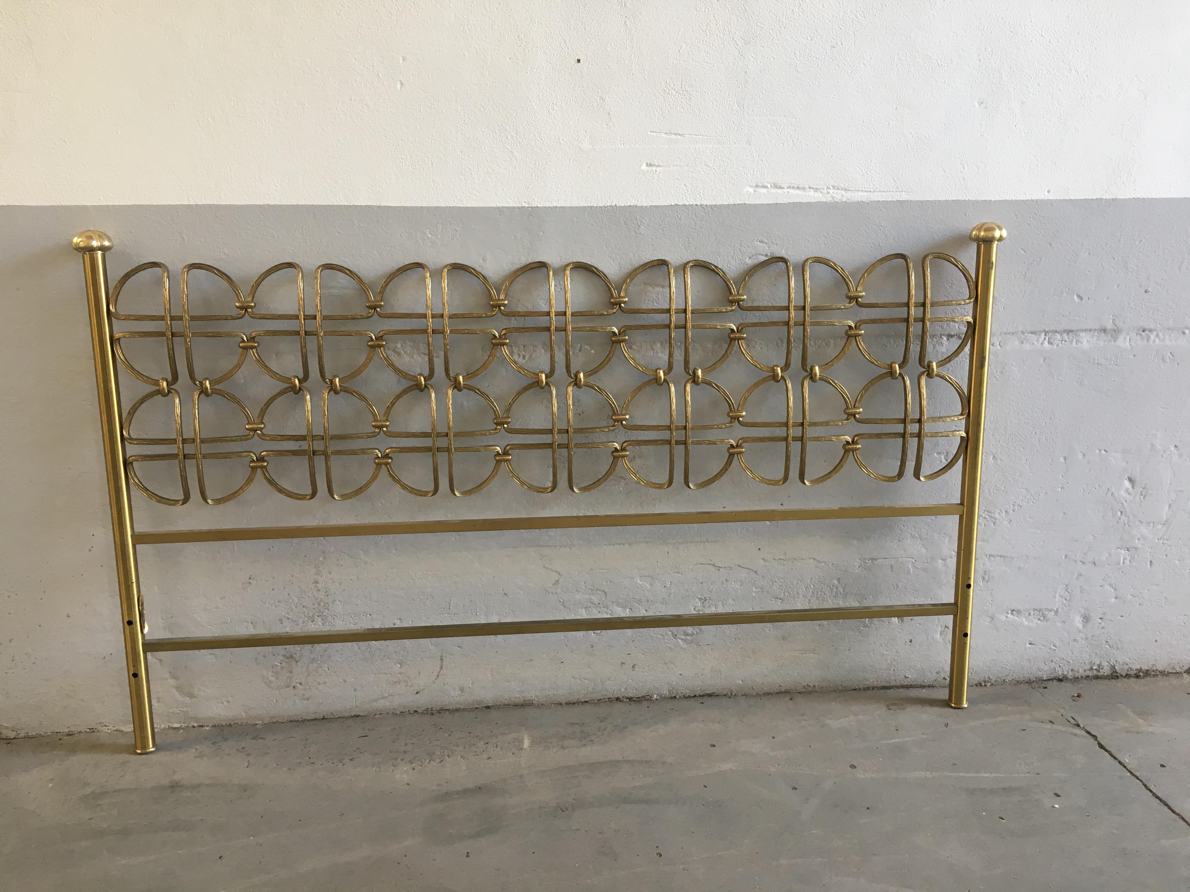 Mid-Century Modern Italian Solid Brass Double Bed in the Style of Borsani, 1970s (Italienisch)