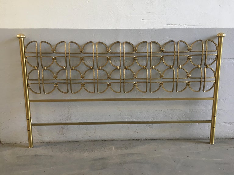 MidCentury Modern Italian Solid Brass Queen Size Bed, 1970s For Sale
