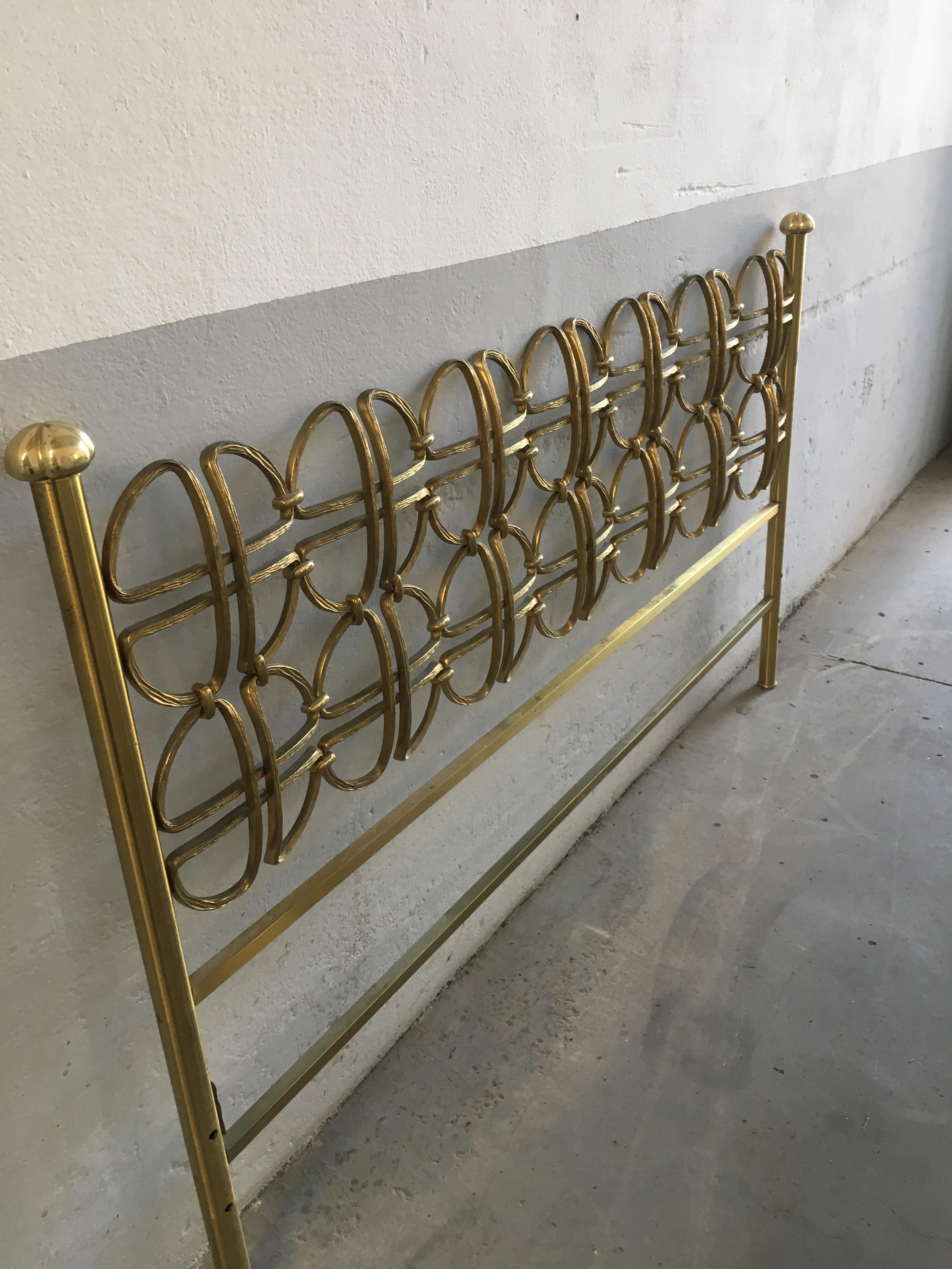 Late 20th Century Mid-Century Modern Italian Solid Brass Queen Size Bed Signed A. Cellini, 1970s