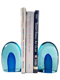 Mid-Century Modern Italian Sommerso Art Glass Bookends by, Antonio Da Ros