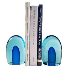 Mid-Century Modern Italian Sommerso Art Glass Bookends by, Antonio Da Ros