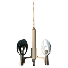 Mid Century Modern Italian Space Age Chrome Pendant Light Attributed to Gaetano