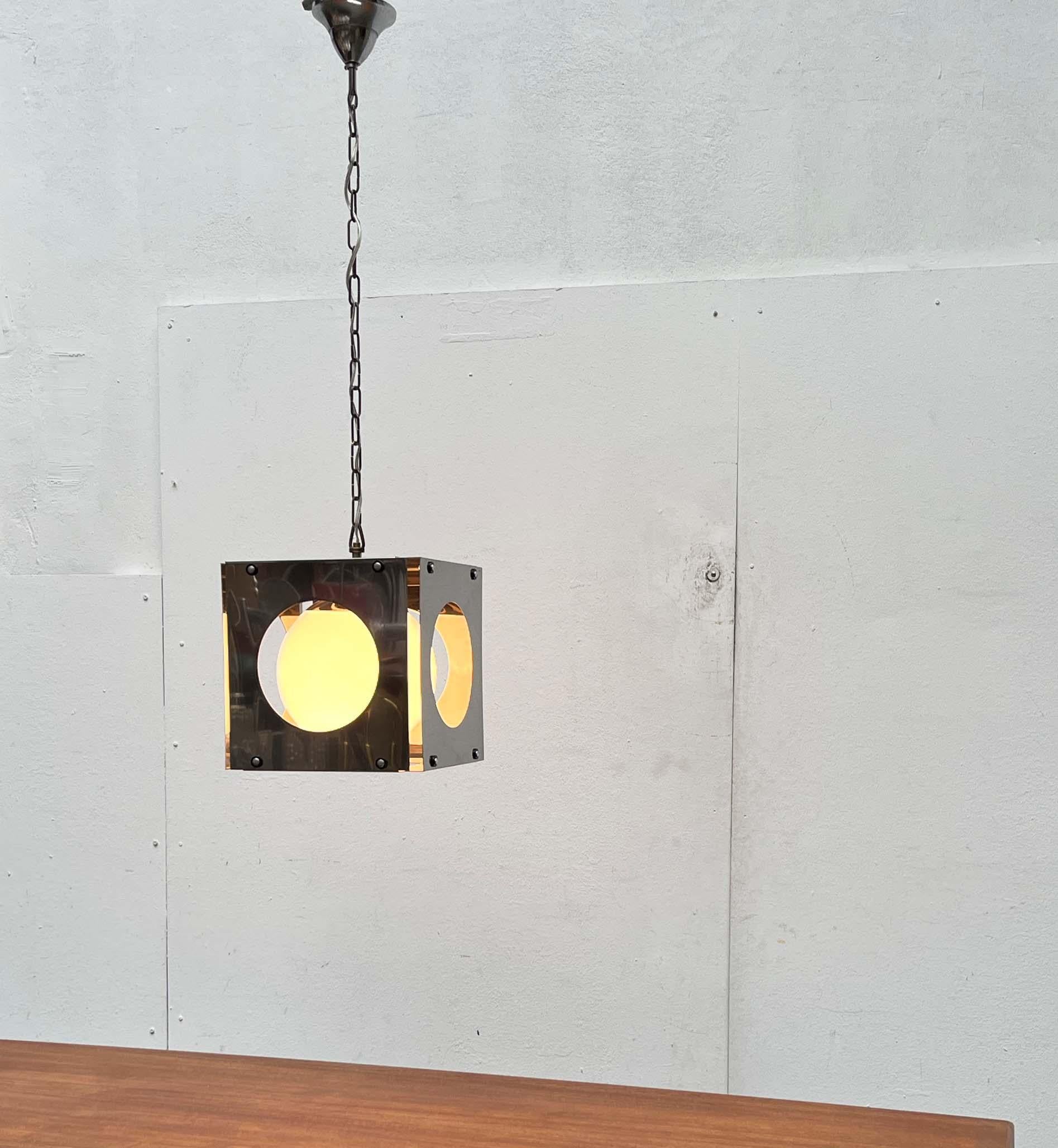 Lampada a sospensione a cubo di Goffredo Reggiani della Modern Age italiana di metà secolo in vendita 5