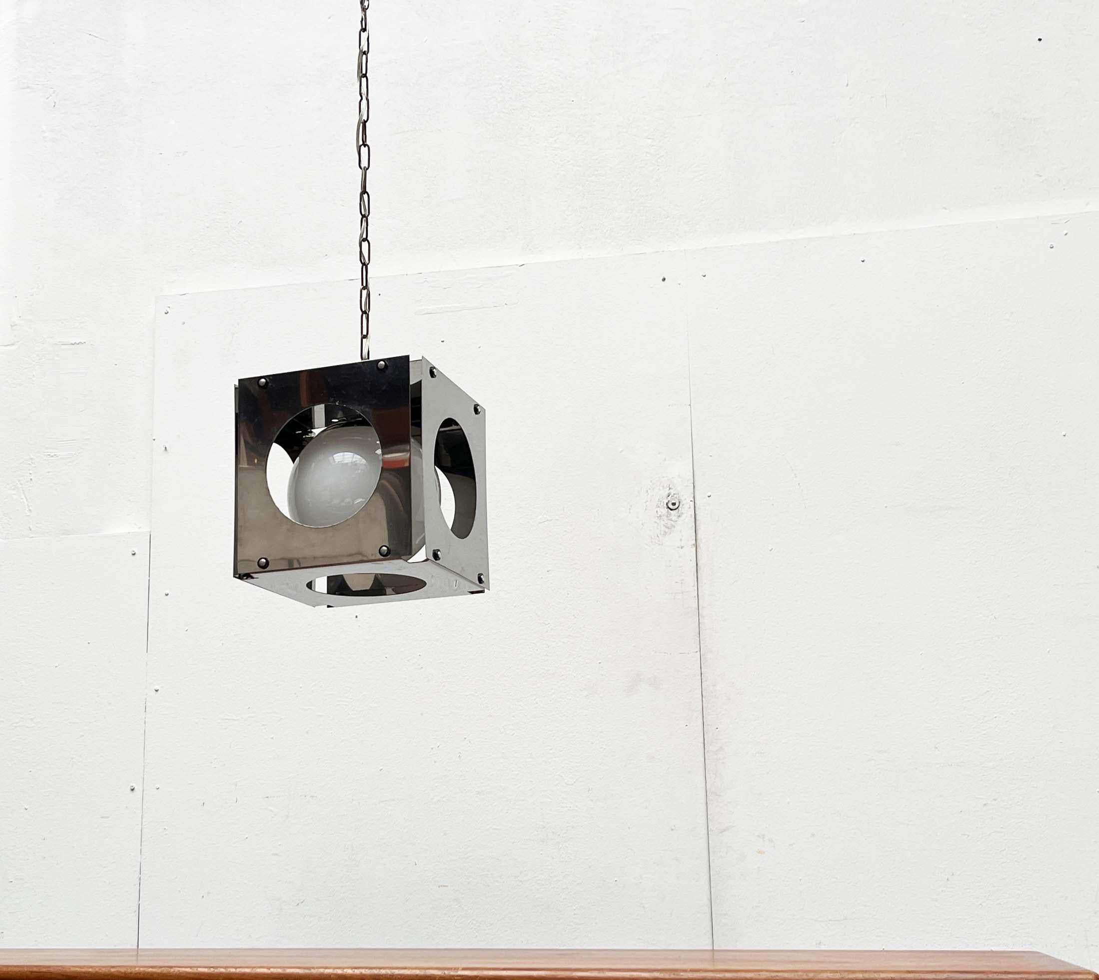 Lampada a sospensione a cubo di Goffredo Reggiani della Modern Age italiana di metà secolo in vendita 1