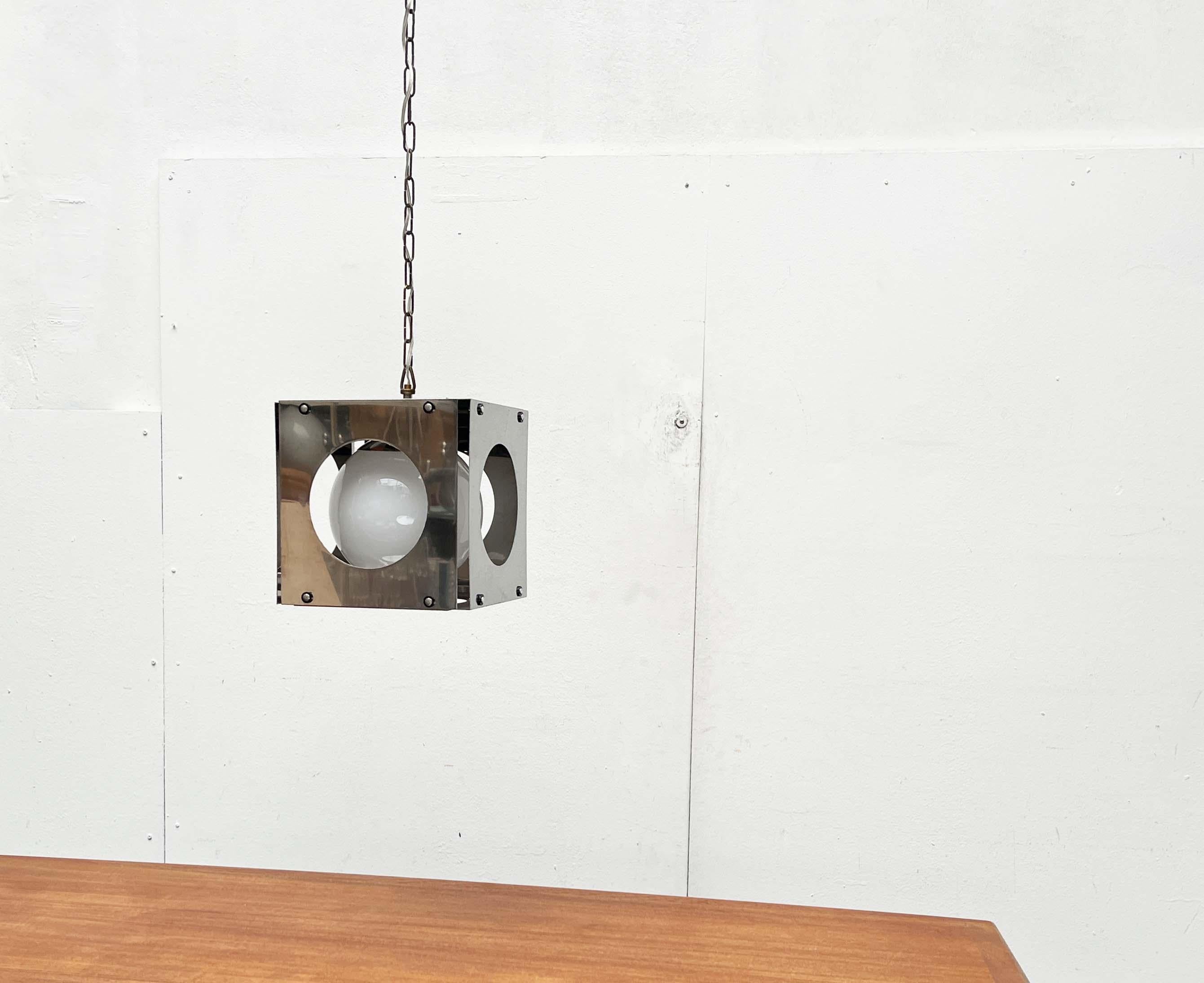 Lampada a sospensione a cubo di Goffredo Reggiani della Modern Age italiana di metà secolo in vendita 2