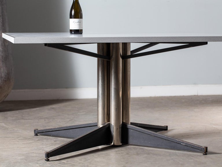 Mid Century Modern Italian Square Steel Base Table, circa ...