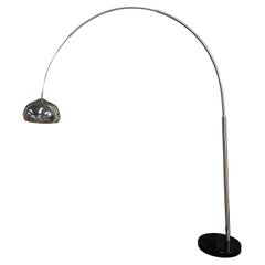 Mid-Century Modern Italian Stainless Steel Arc Floor Lamp with Marble Basement