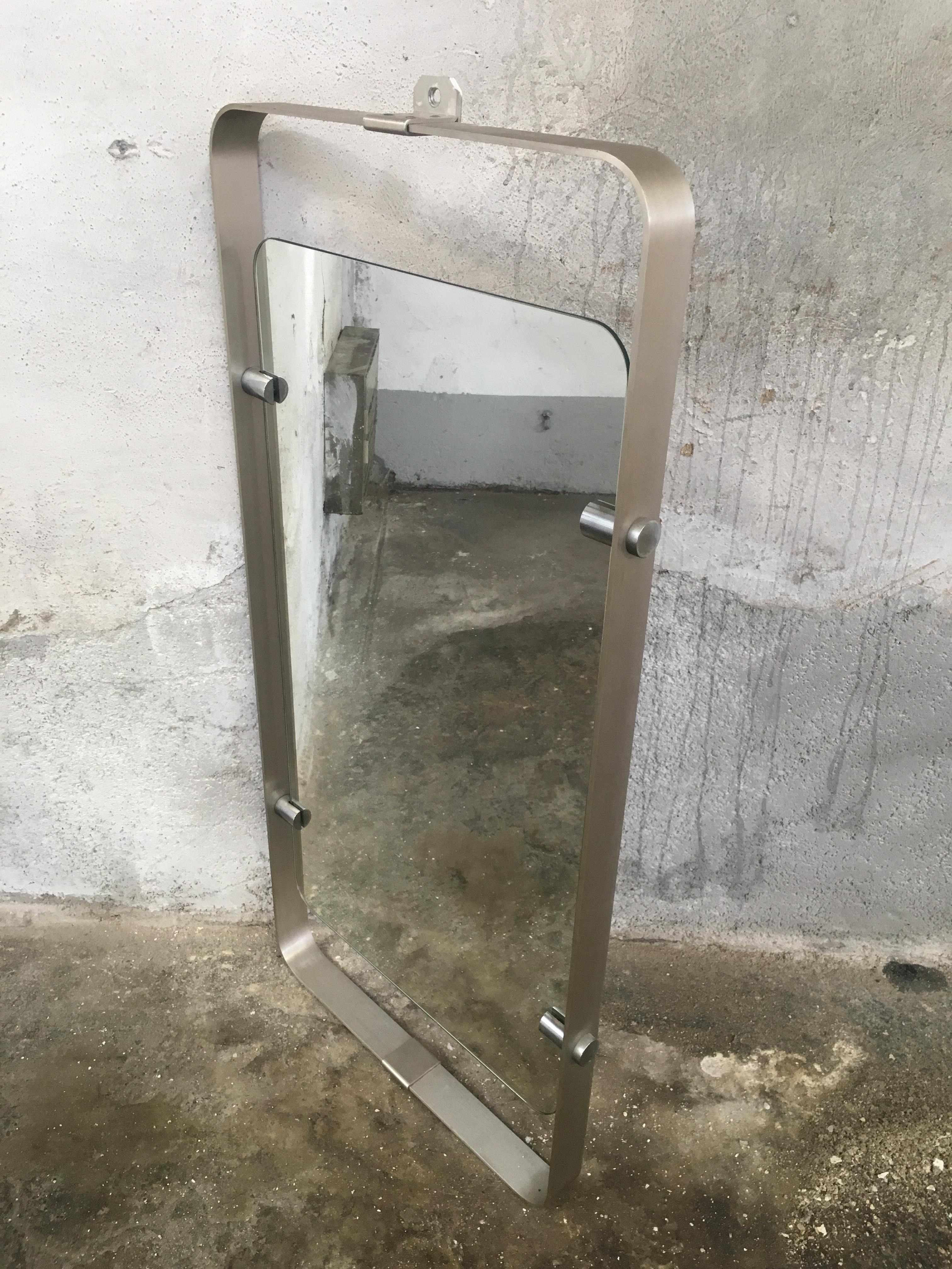 Mid-Century Modern Italian Stainless Steel Framed Mirror, 1970s 9