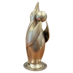 Mid-Century Modern Italian Stainless Steel Penguin Sculpture with Sphere, 1960s