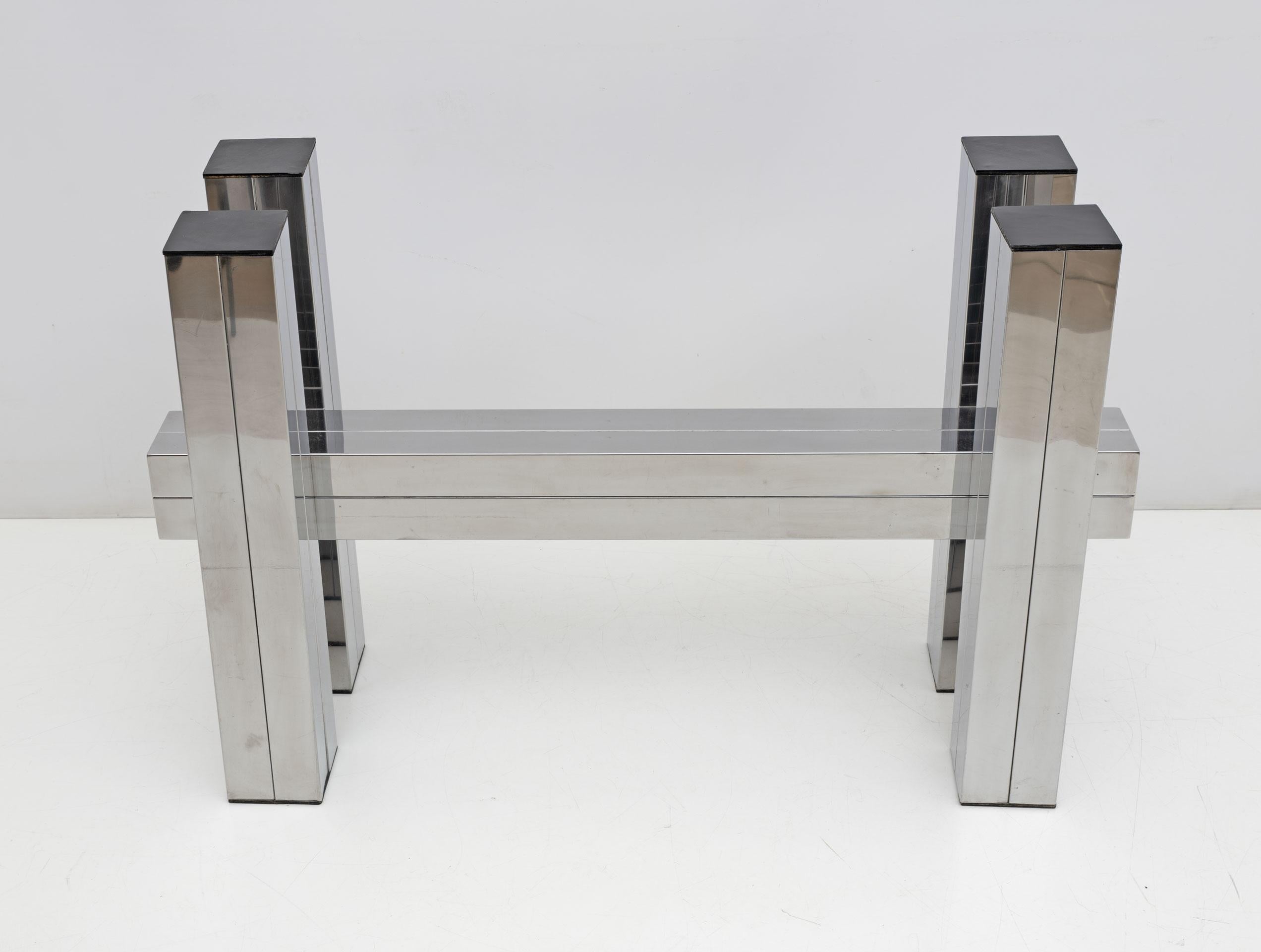 Mid-century Modern Italian Steel and Glass Dining Table, 1980s For Sale 2