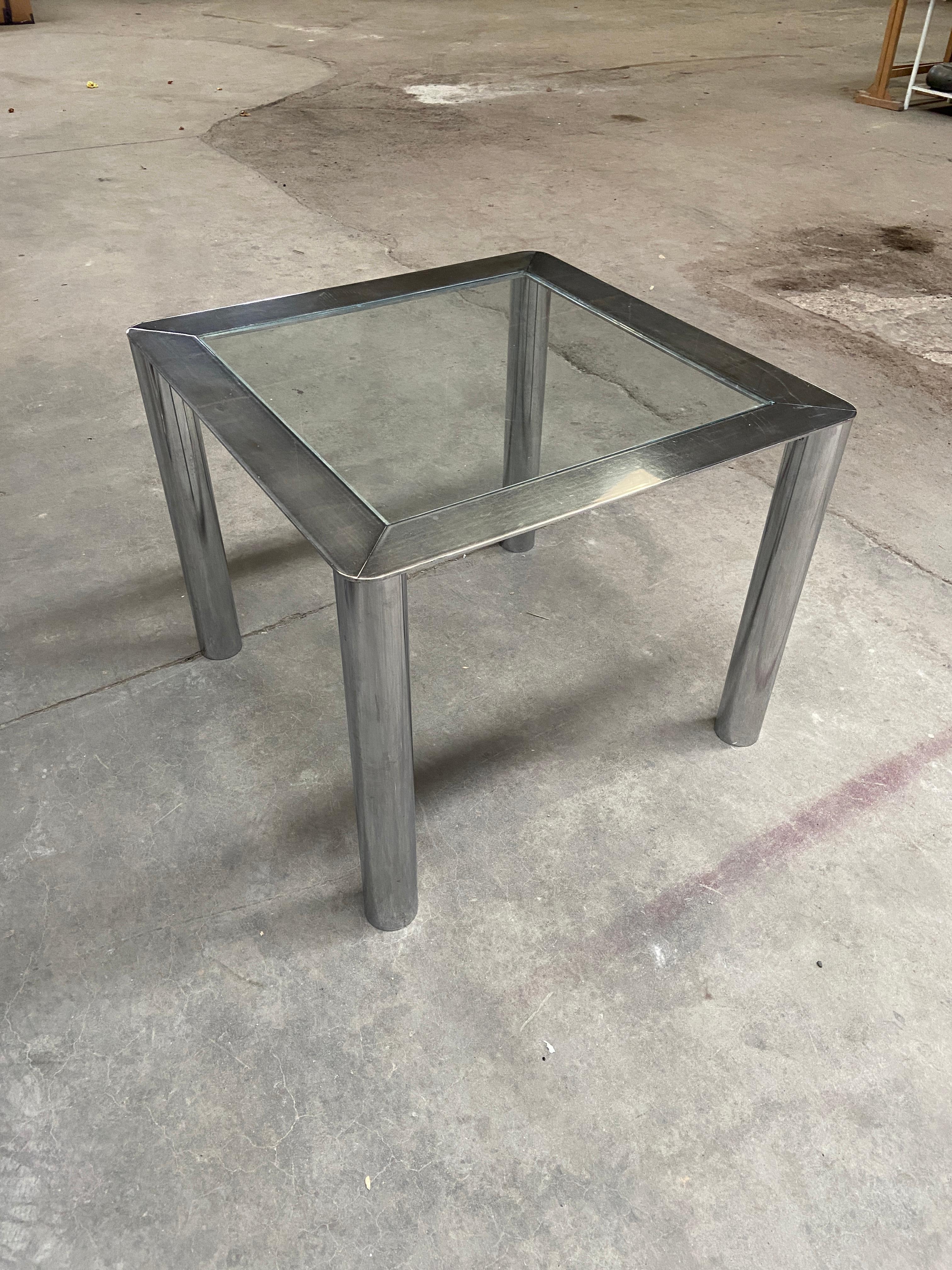 Italian table Mod.912 with Chromed Steel structure and glass top by Sergio Mazza and Giuliana Gramigna for Cinova,