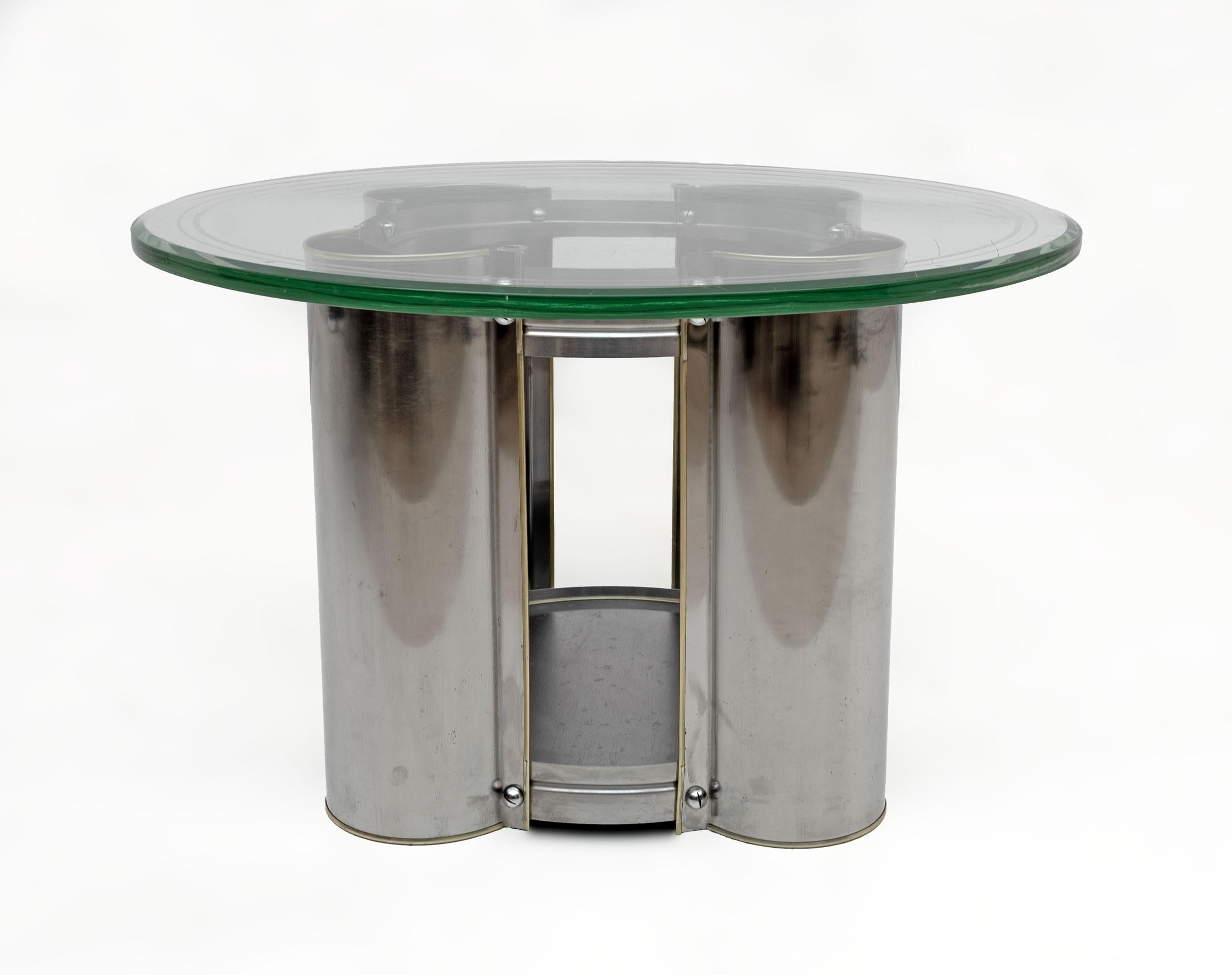 Mid-Century Modern Mid-century Modern Italian Steel and Glass Round Coffee Table, 1970s For Sale