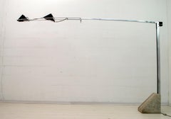 Mid-Century Modern Italian Steel and Travertine Floor Lamp, 1970s