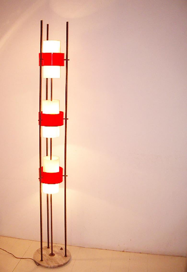 Mid-Century Modern Italian Stilnovo Floor Lamp with Metal and Plexi Reflectors 3