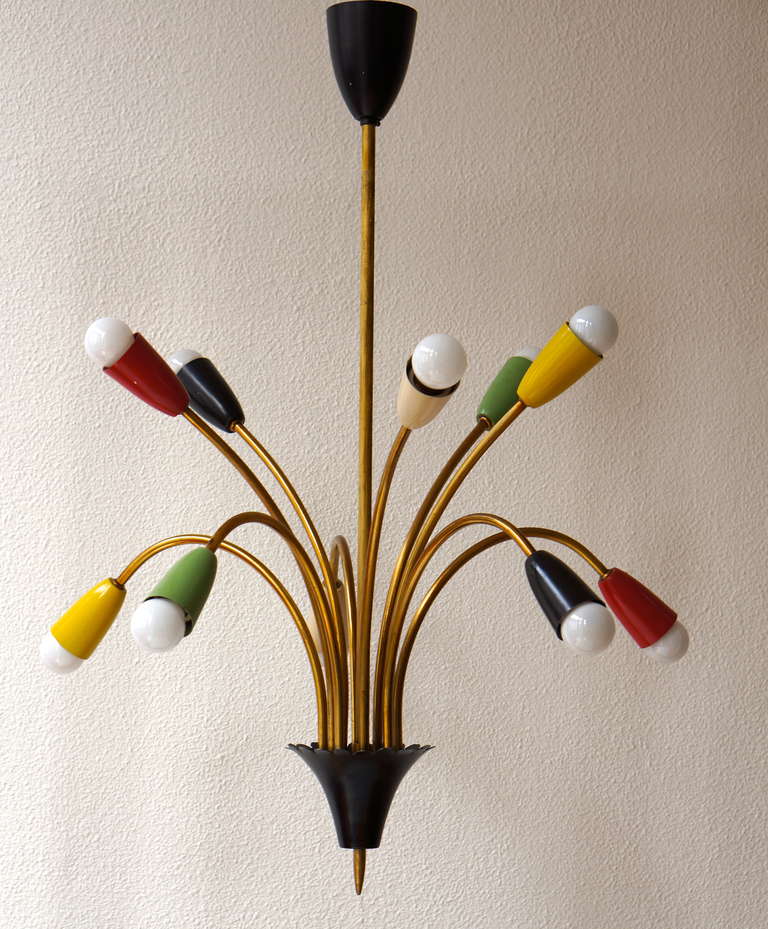 Mid-Century Modern Italian Stilnovo Style Chandelier 1