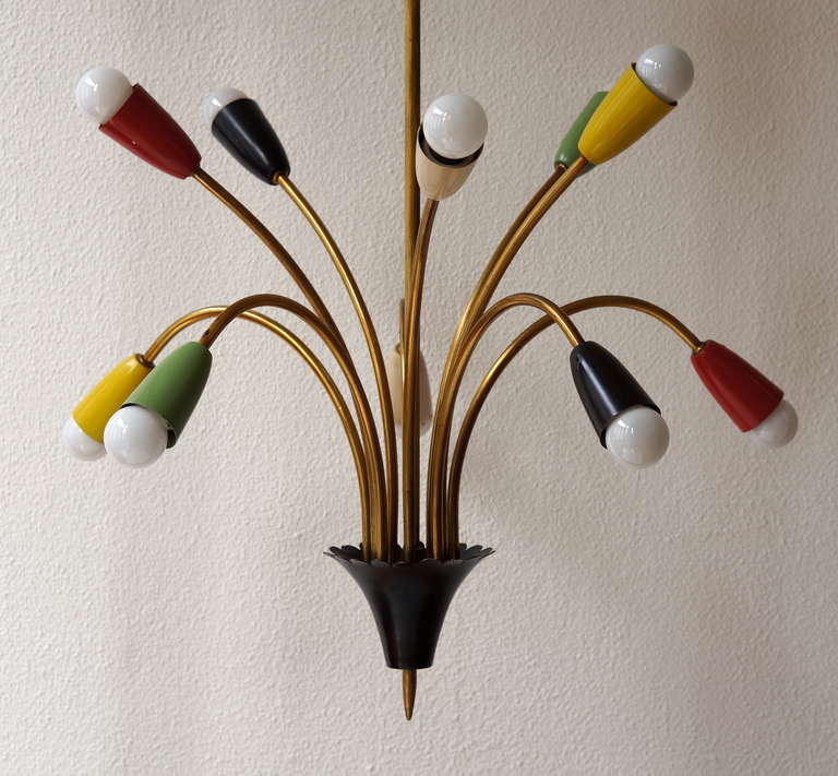 Mid-Century Modern Italian Stilnovo Style Chandelier 2