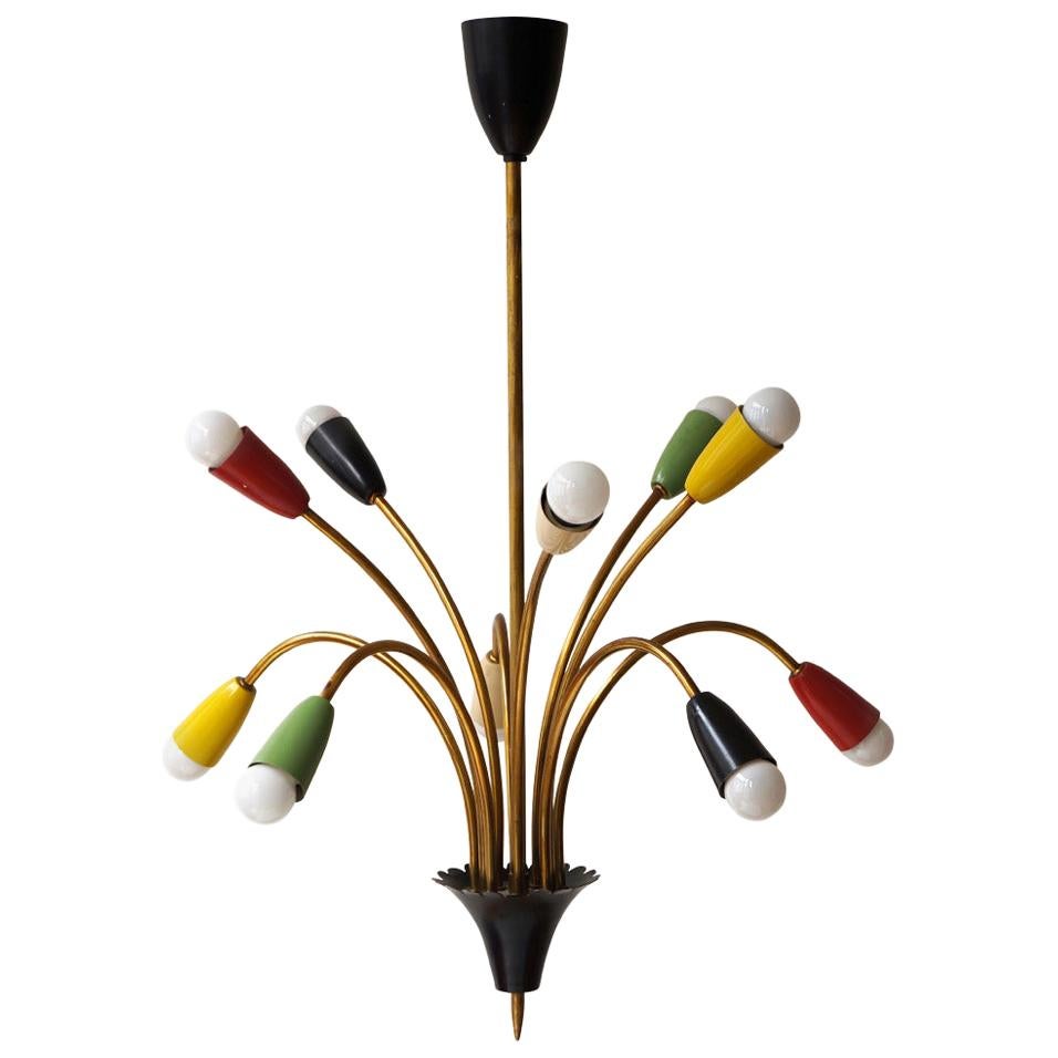 Mid-Century Modern Italian Stilnovo Style Chandelier