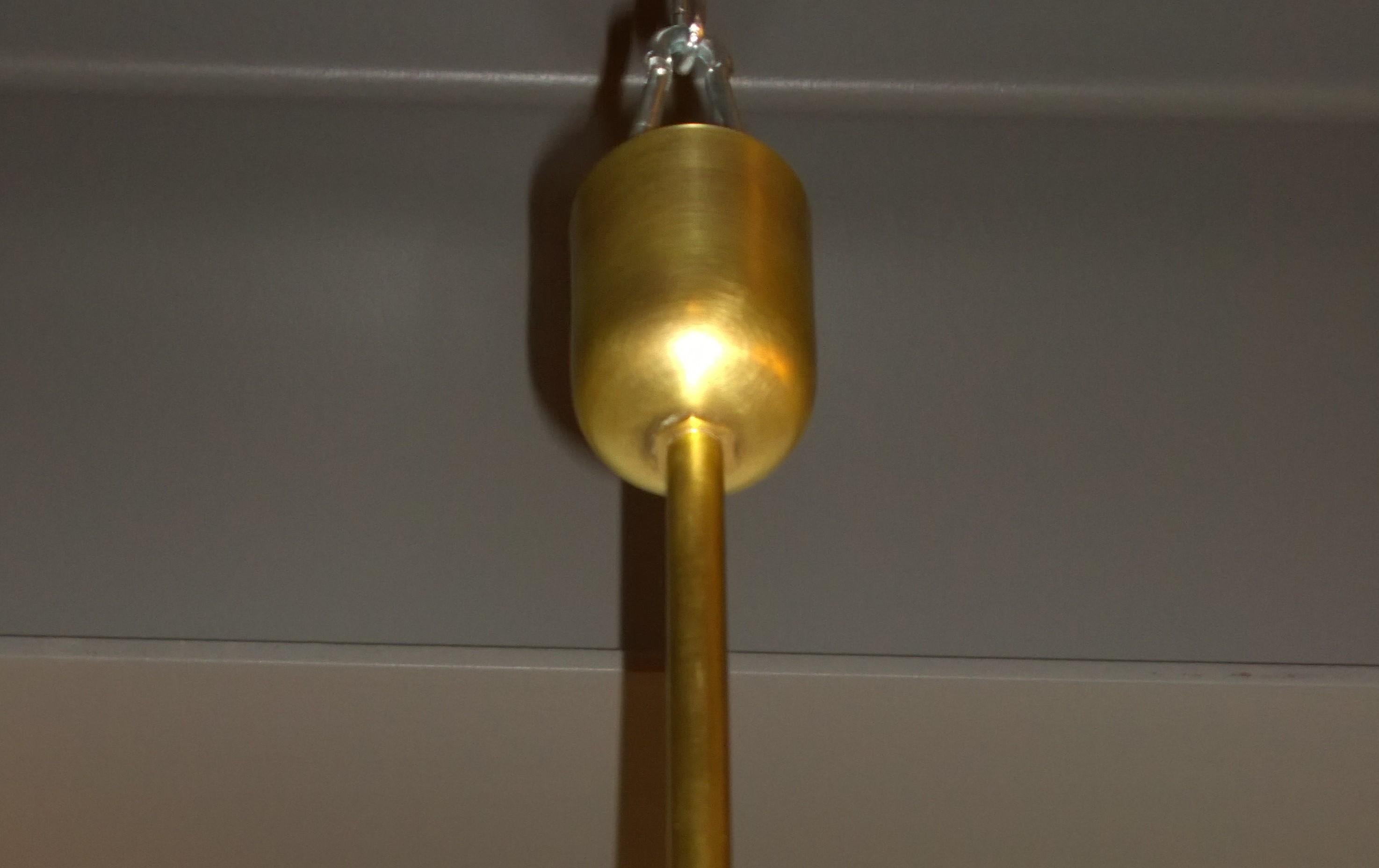 Mid-Century Modern Italian Stilnovo Style Glass Brass Enameled Metal Chandelier 7