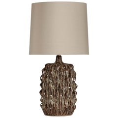 Lampada da tavolo in ceramica smaltata verde in stile italiano metà secolo moderno