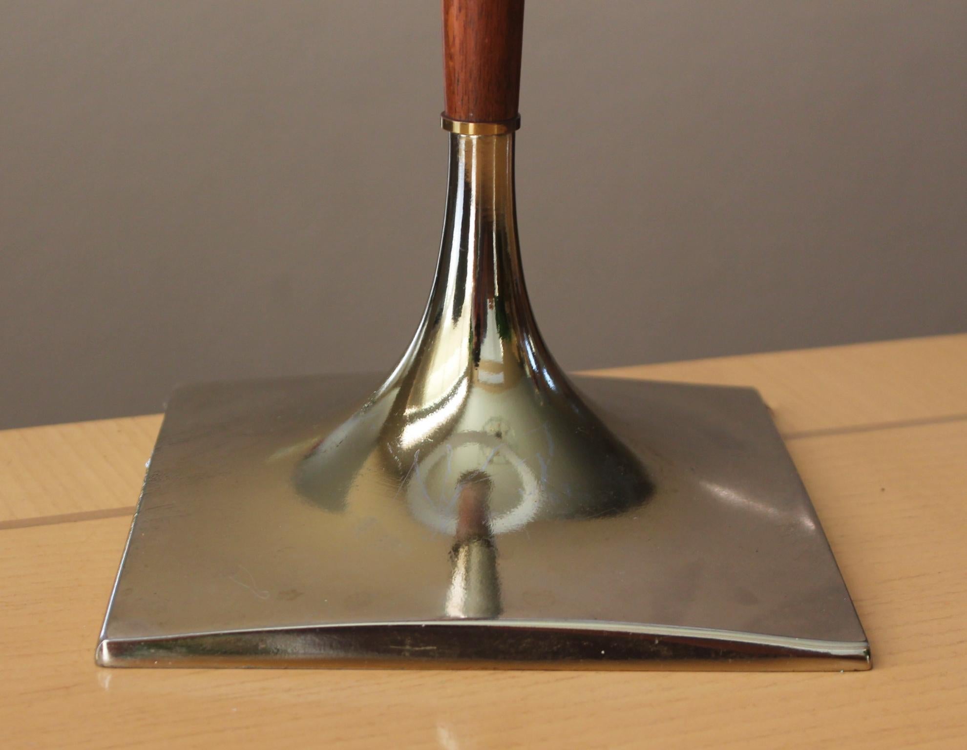 Hand-Carved Mid Century Modern Italian Table Lamp by Tempestini for Laurel! Teak Brass 50s