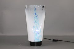 Mid-Century Modern Table Lamp Murano Blown White Glass with Aqua "Murrine"