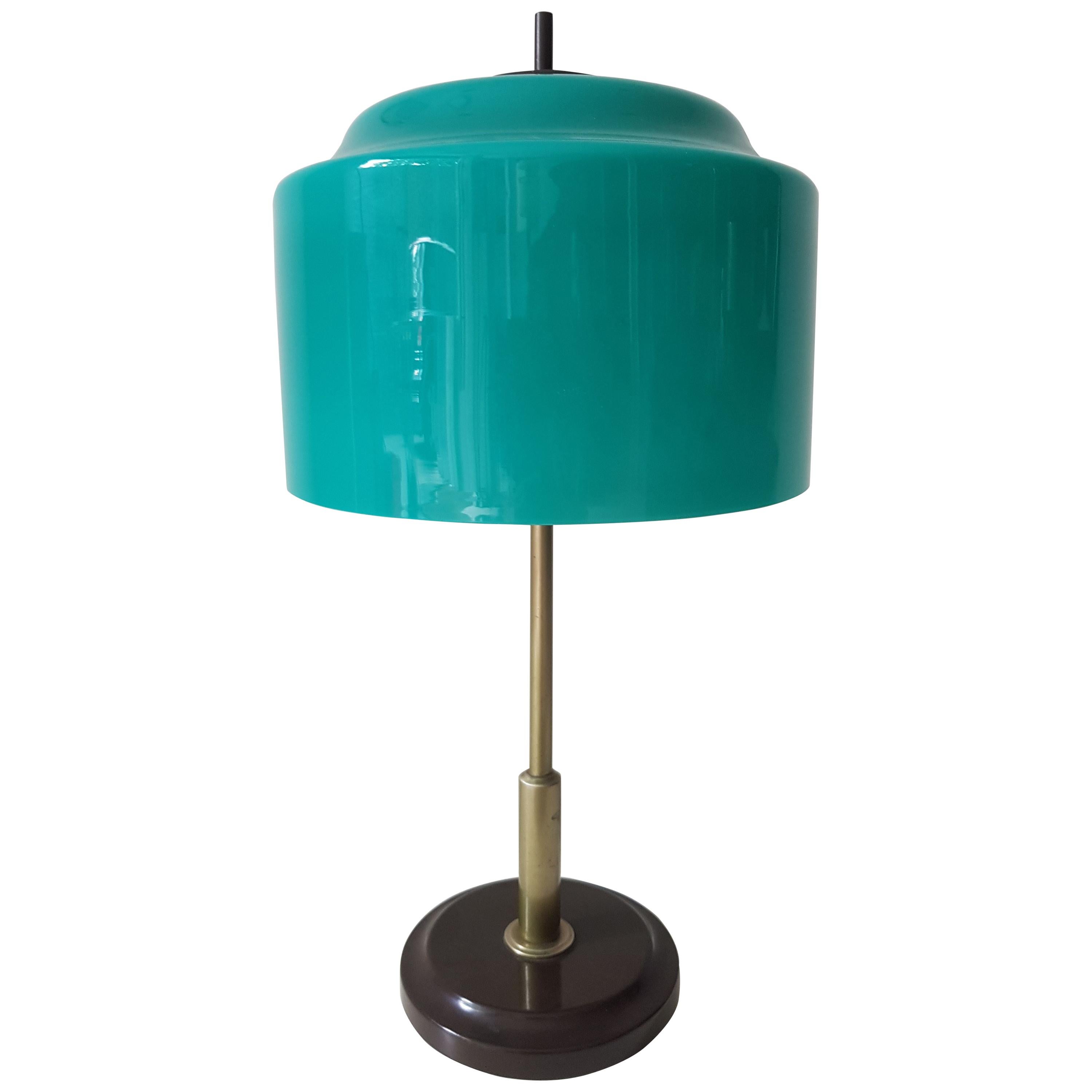 Mid-Century Modern Italian Table Lamp with Glass Shade by Lumi