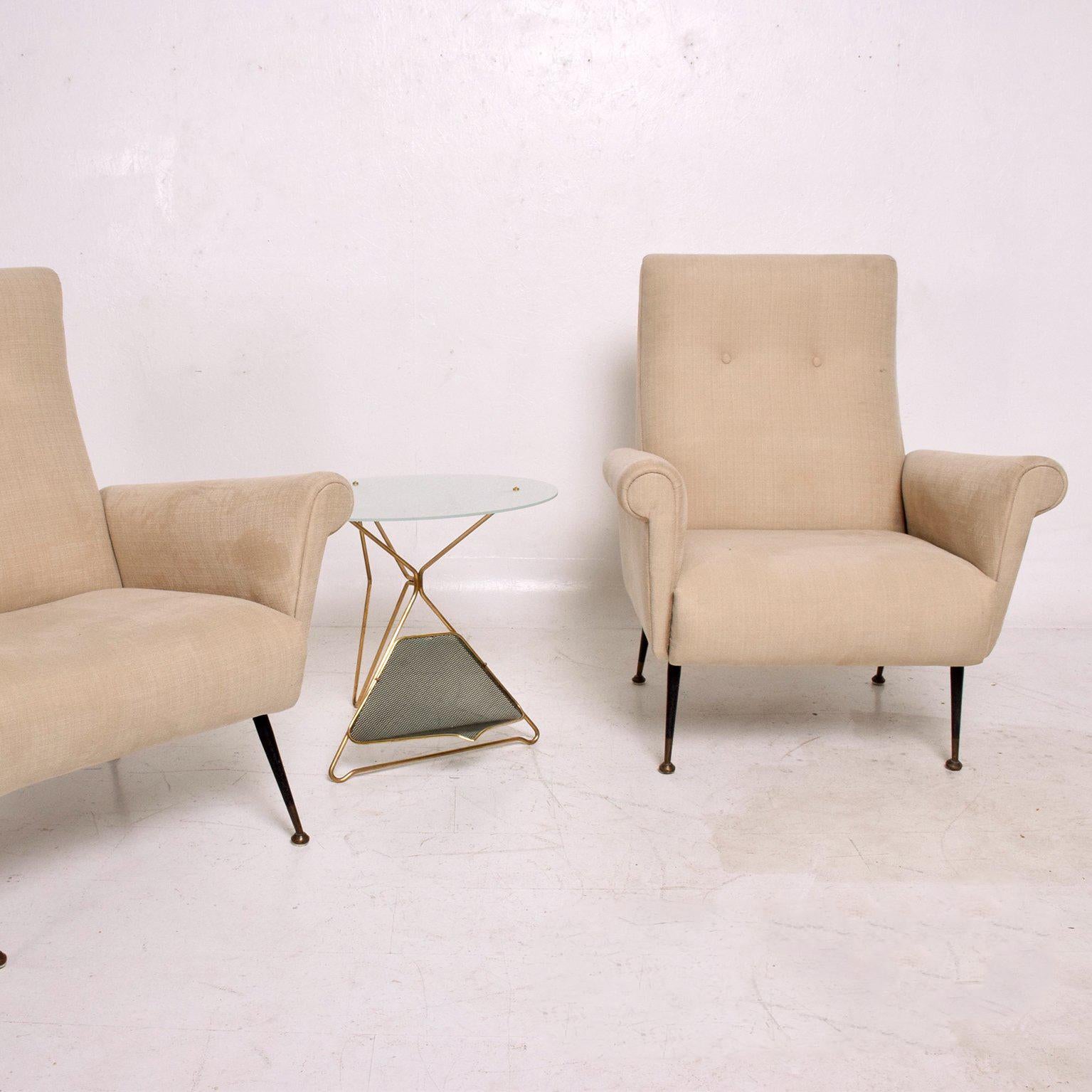 Frosted Mid-Century Modern Italian Table with Magazine Holder