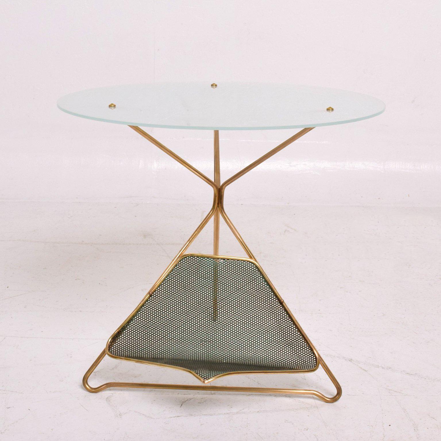 Metal Mid-Century Modern Italian Table with Magazine Holder