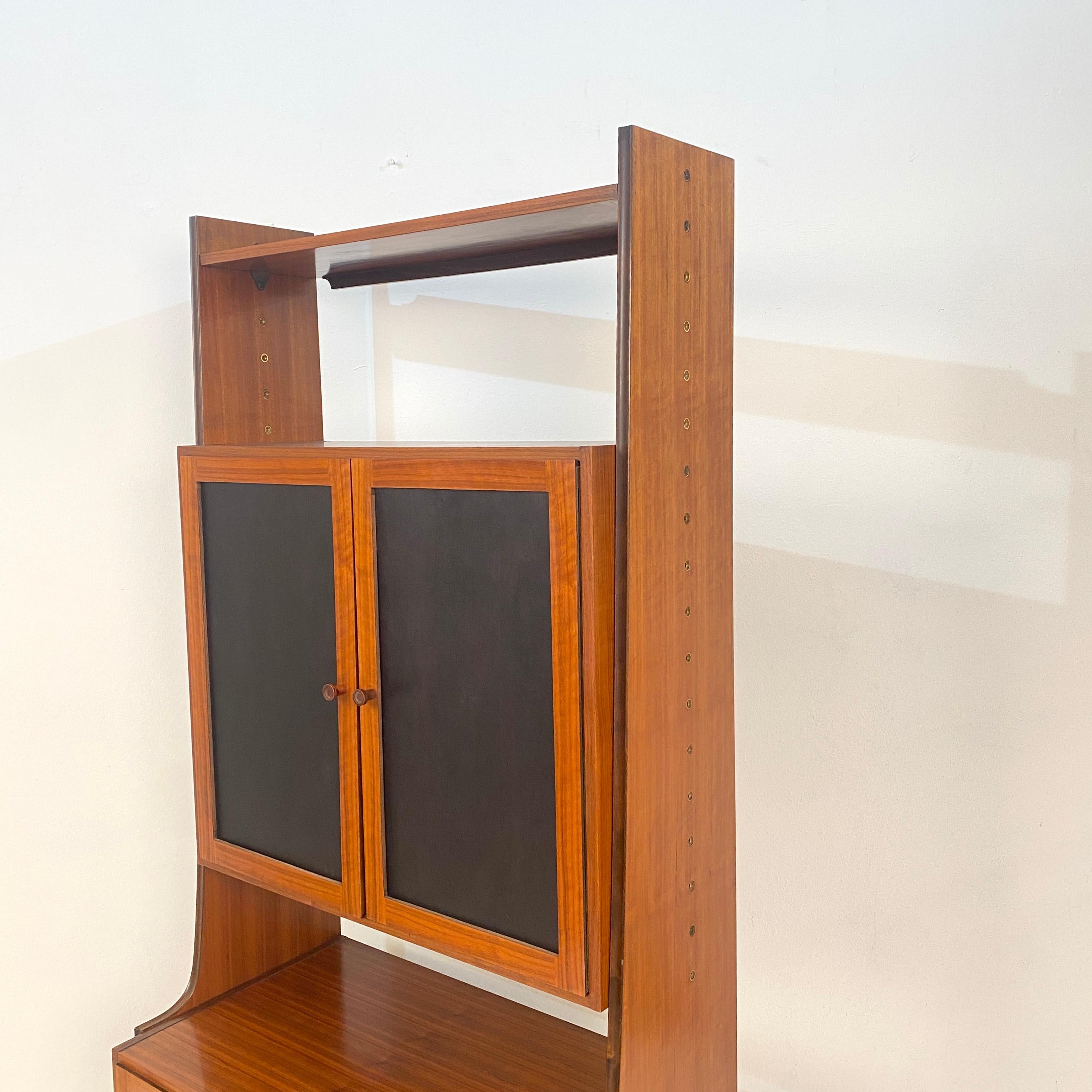 Hardwood Mid Century Modern Italian Teak Shelf / Bookcase, Around 1960 For Sale