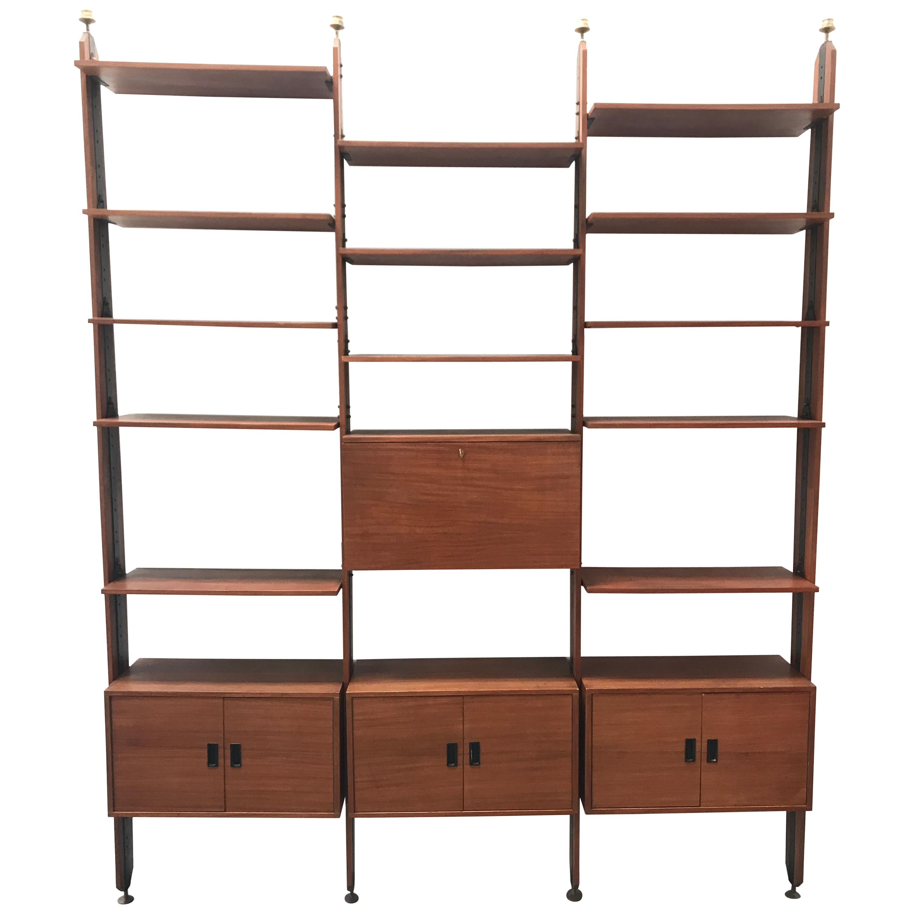 Mid-Century Modern Italian Teak Shelves Bookcase by La Sorgente Dei Mobili, 1960