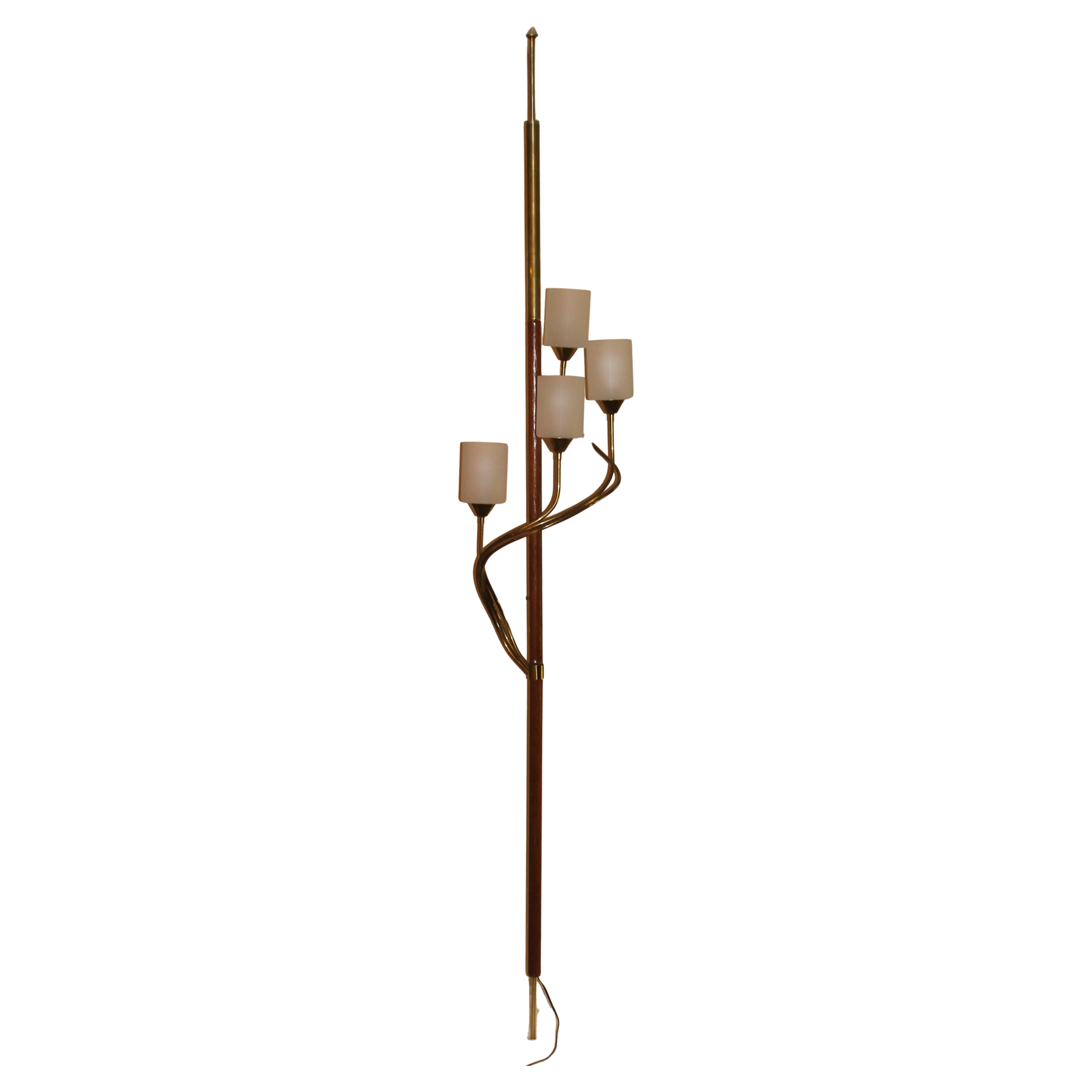 Mid-Century Modern Lampe à tension italienne moderne du milieu du siècle dernier par Tempestini pour Laurel ! Teck années 50 en vente
