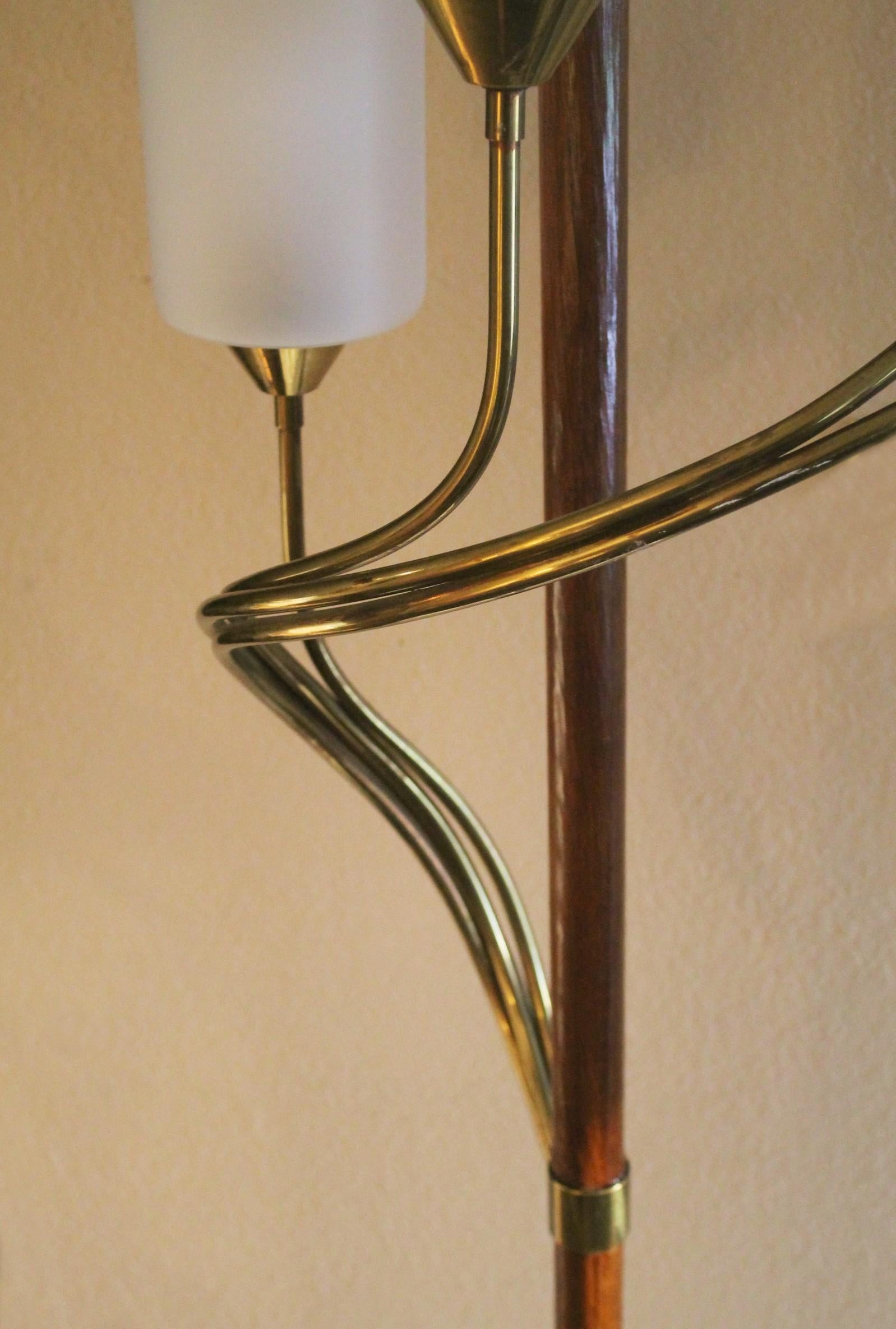 Lampe à tension italienne moderne du milieu du siècle dernier par Tempestini pour Laurel ! Teck années 50 en vente 2