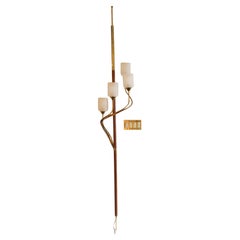 Mid Century Modern Italian Tension Pole Lamp by Tempestini for Laurel! Teak 50s