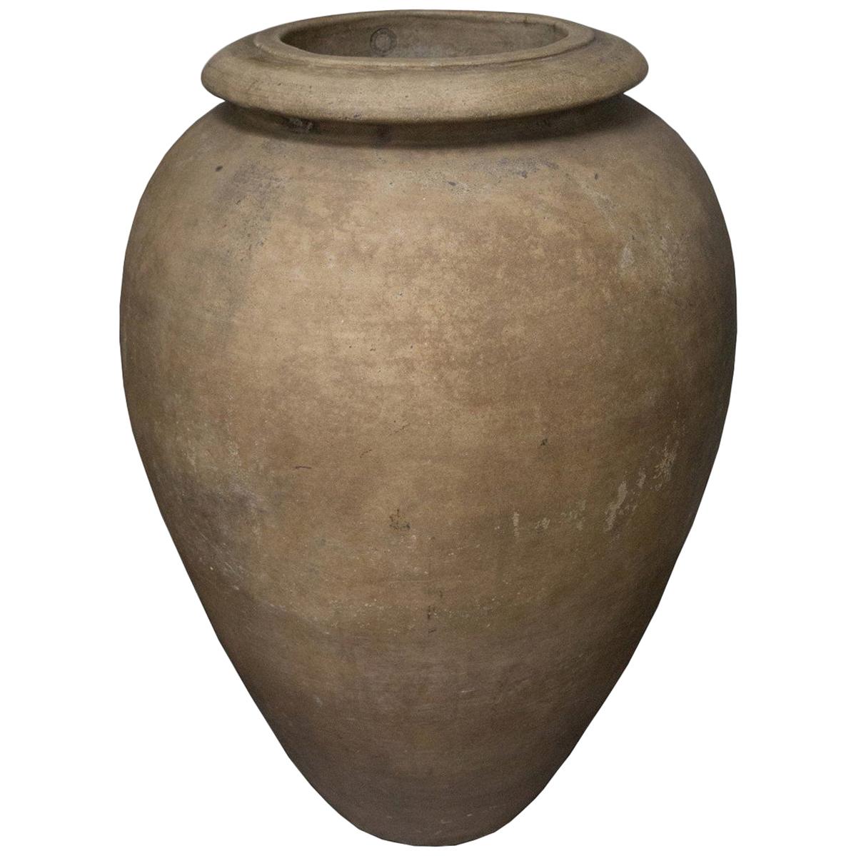 Mid-Century Modern Italian Terracotta Company Bisque Oil Jar For Sale