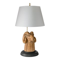 Mid Century Modern Italian Terracotta Ram's Head Table Lamp