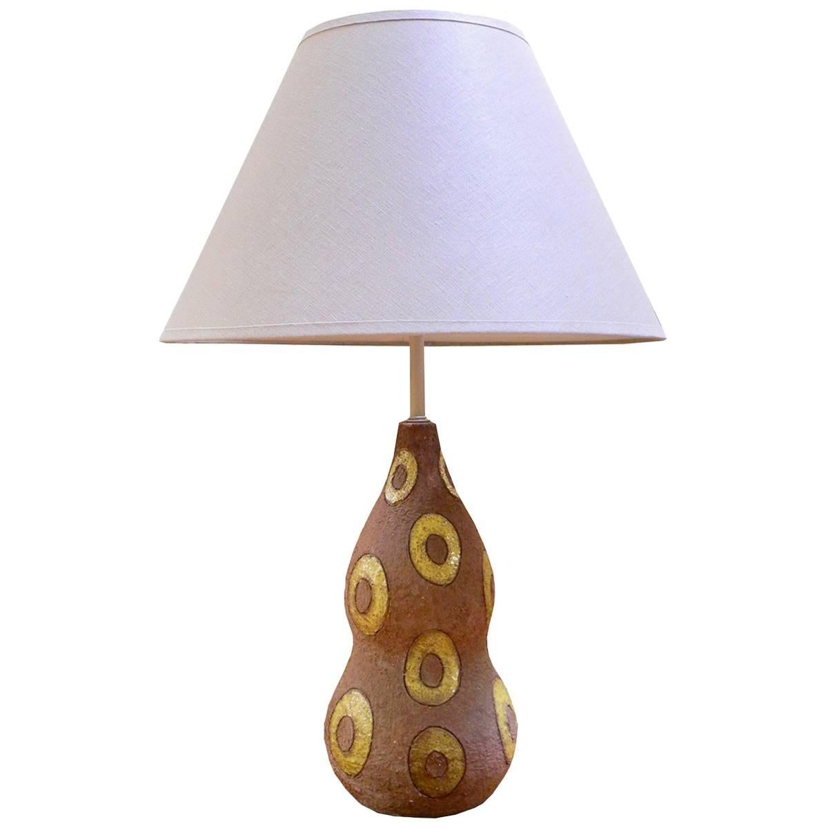 Mid-Century Modern Italian Textured Ceramic Lamp by Ugo Zaccagnini, 1950s For Sale