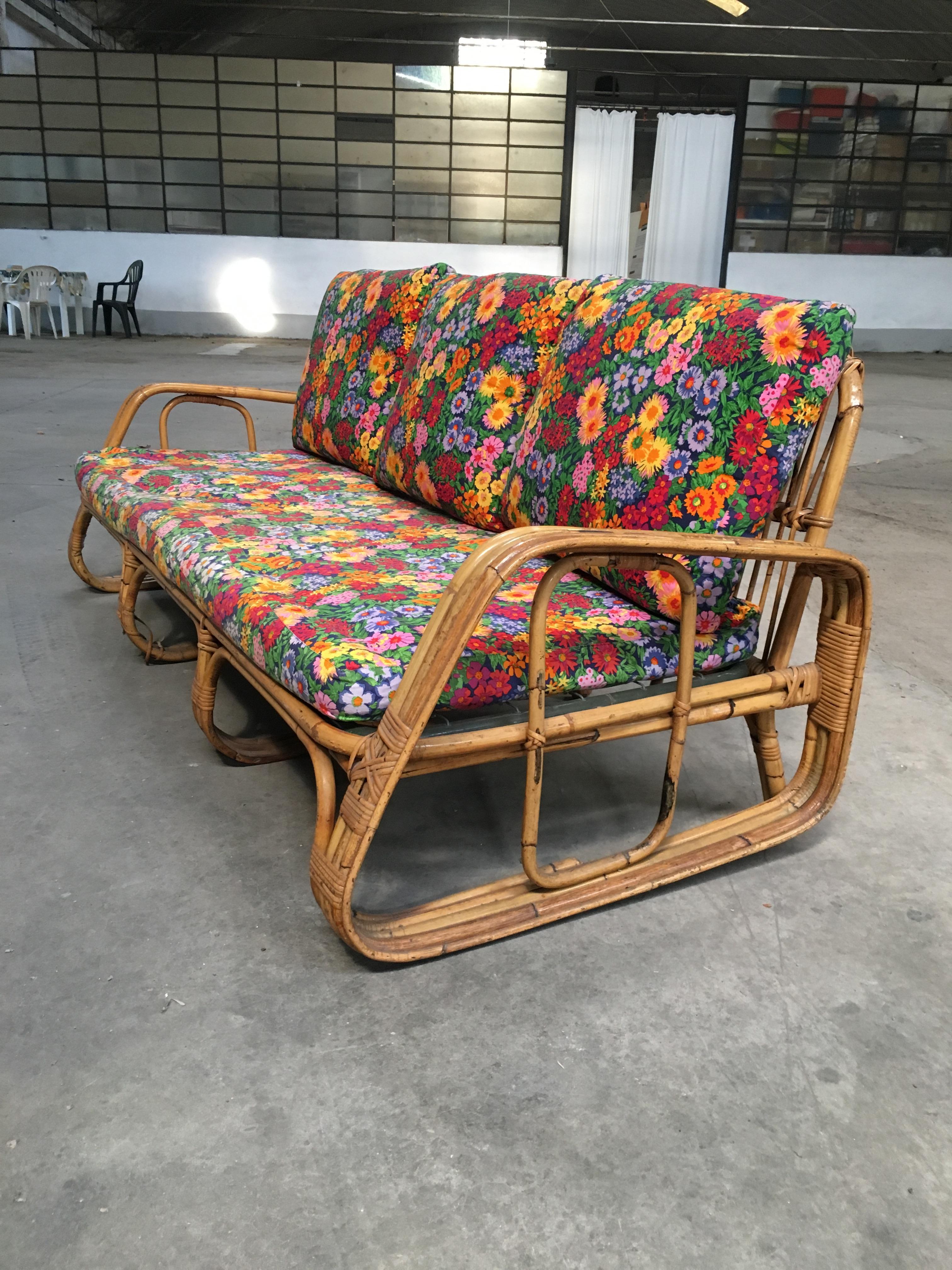 3 seater bamboo sofa