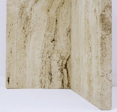 Mid-Century Modern Italian Travertine and Glass Top Console Table, 1970s