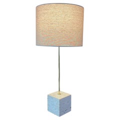 Mid-Century Modern Italian Travertine 
Chrome Table Lamp