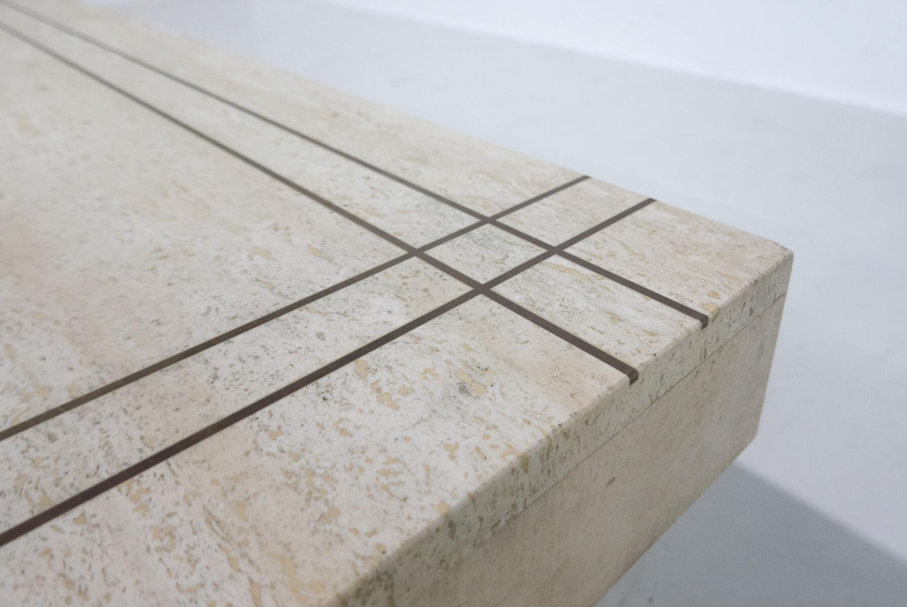 Mid-Century Modern Italian Travertine Coffee Table, 1970s In Good Condition For Sale In Brussels, BE