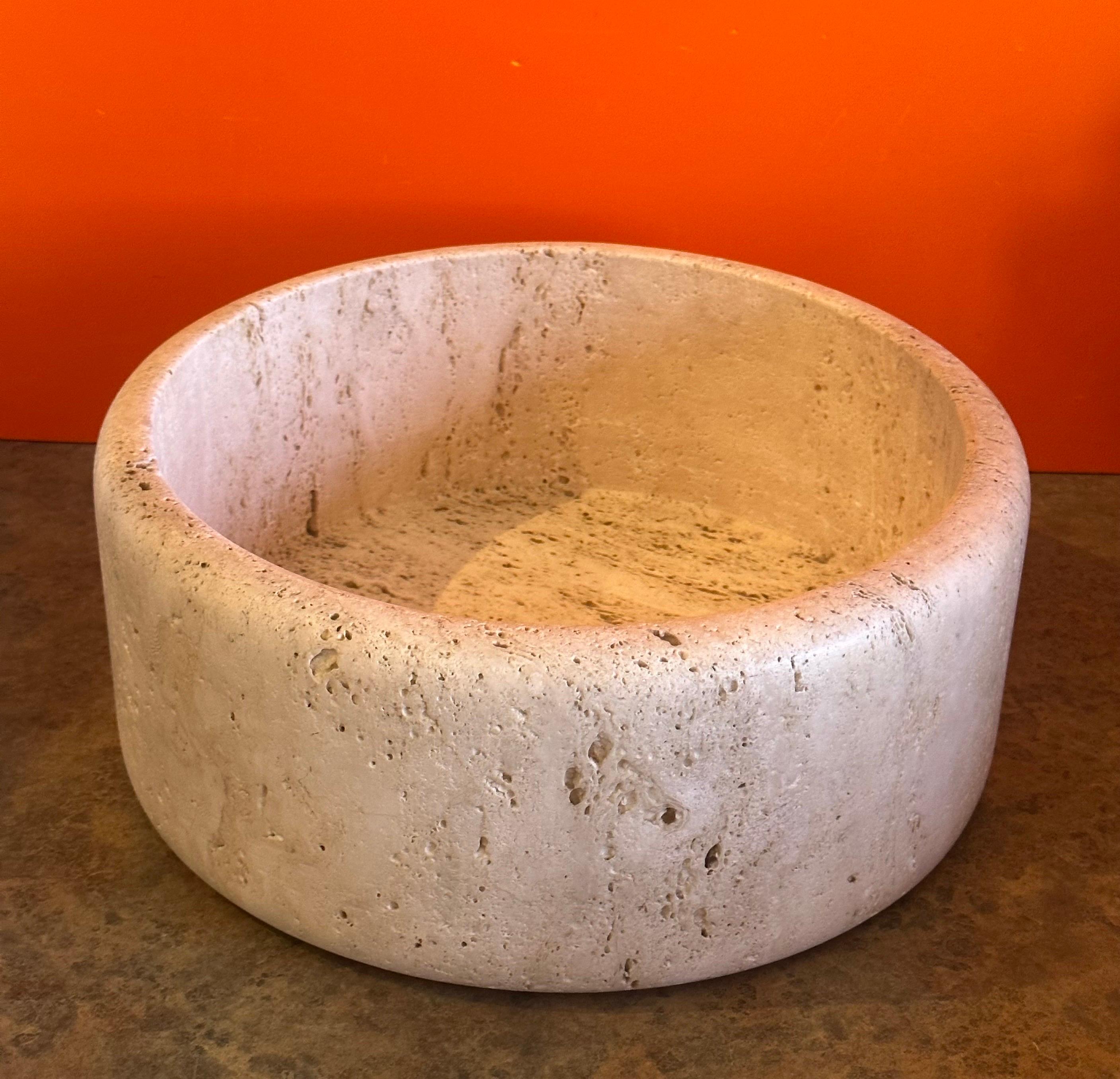 Mid Century Modern Italian Travertine Fruit Bowl / Centerpiece by Raymor In Good Condition For Sale In San Diego, CA