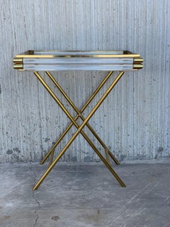 Mid-Century Modern Italian Tray Table with Brass Legs by Montagnani