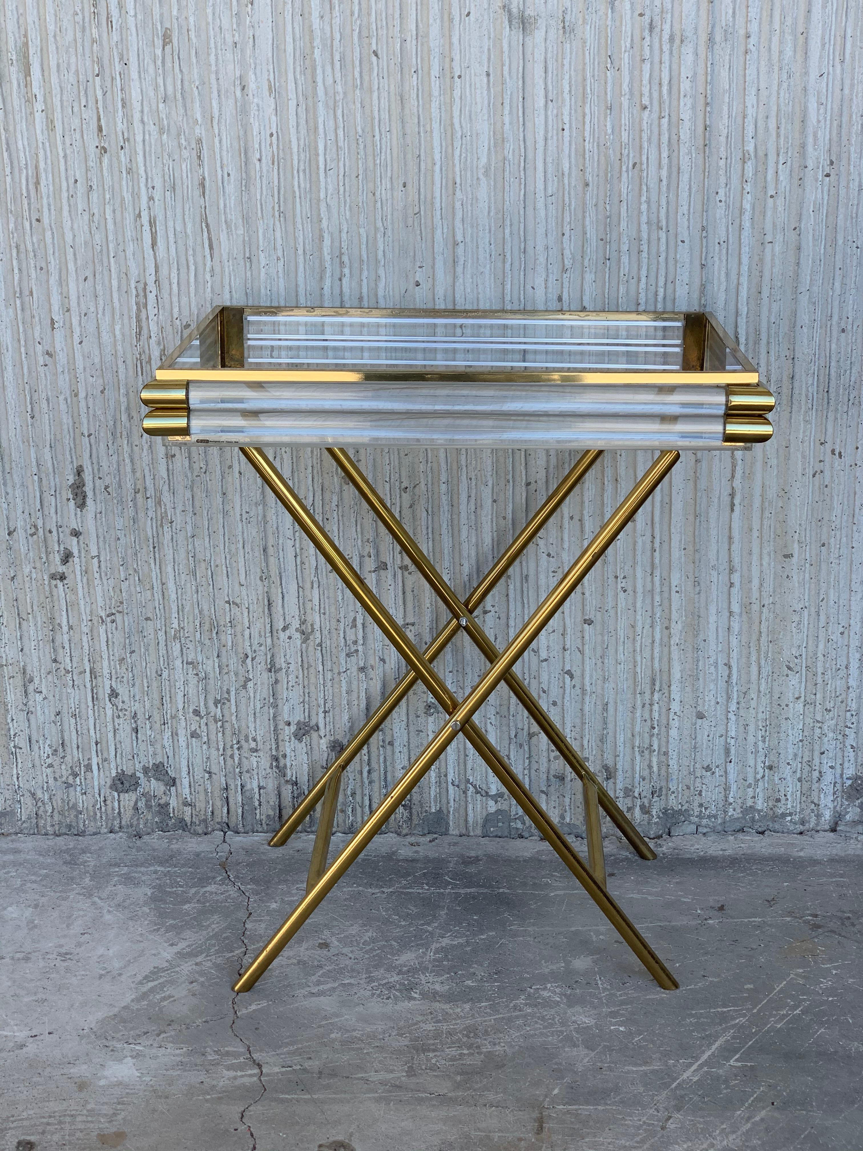 Mid-Century Modern Italian Tray Table with Brass Legs by Montagnani In Good Condition In Miami, FL